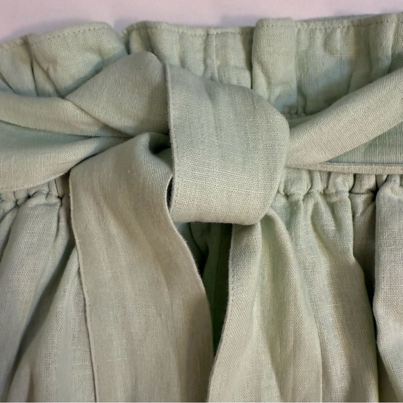 Abercrombie & Fitch Light Green high rise short set linen size XS crop bow - Picture 4 of 12